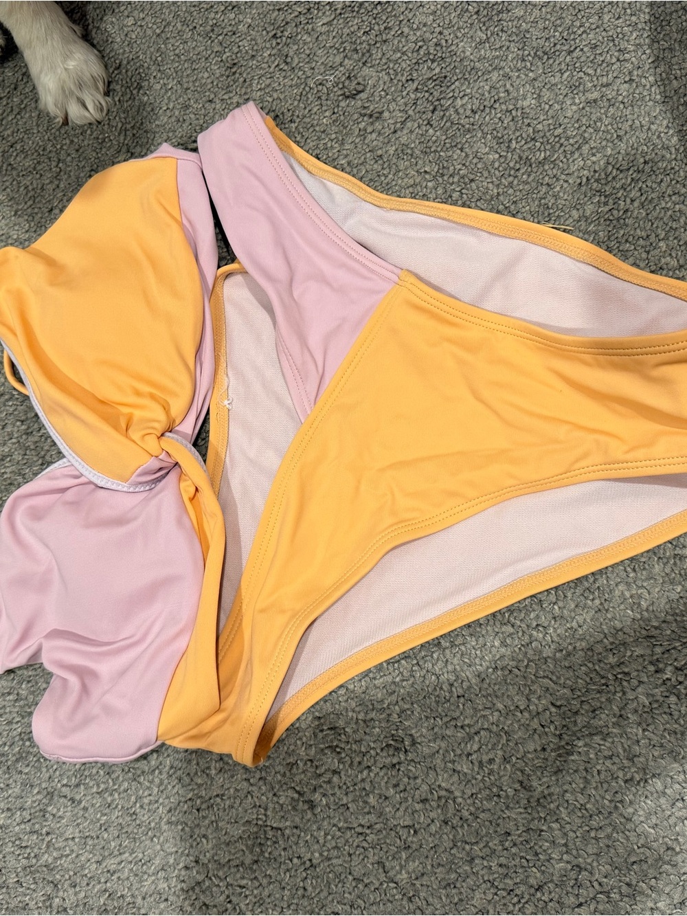 SHEIN Pink and Yellow Two-Tone Bikini Set